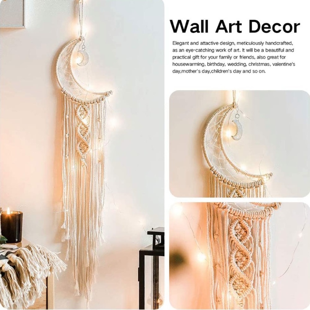 LAST 1 New Bohemian Macramé Lighted Hanging Moon - Picture 3 of 4